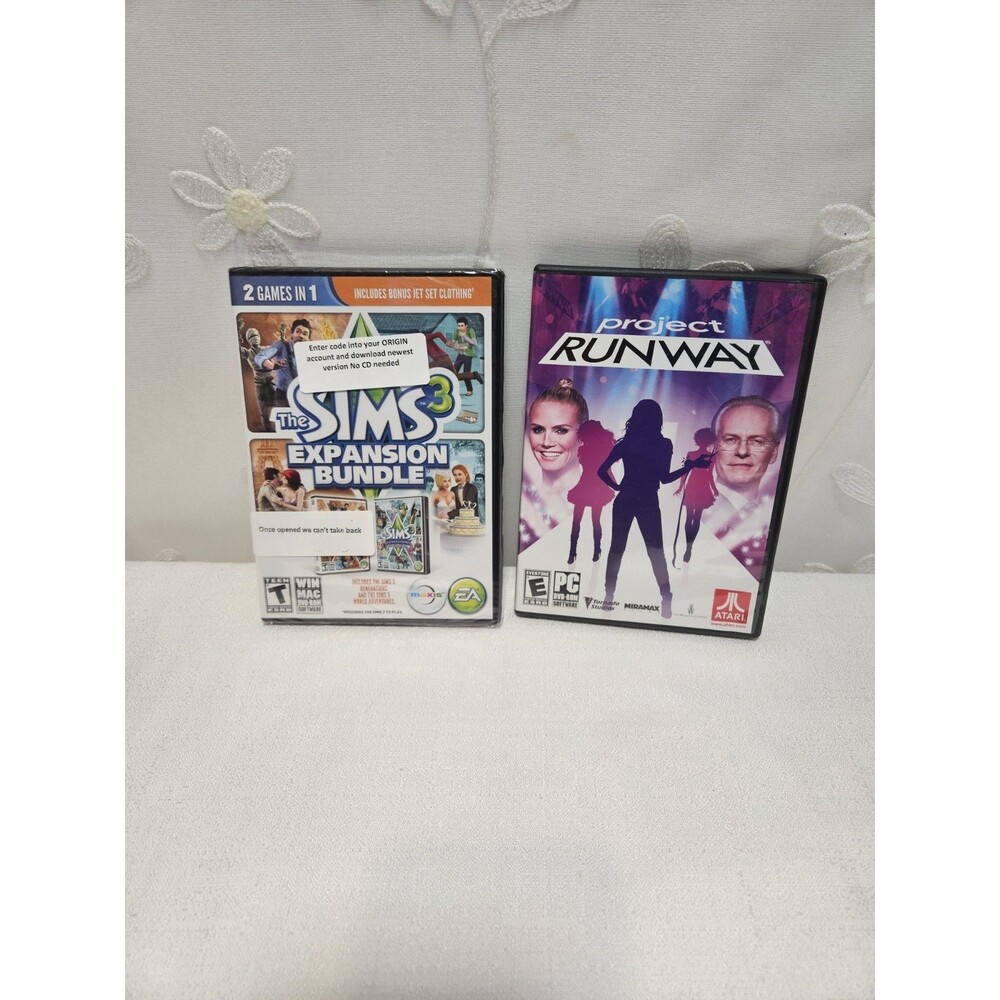 Sims 3 Expansion bundle( New) Sealed & Project runway PC Video Game (Open)